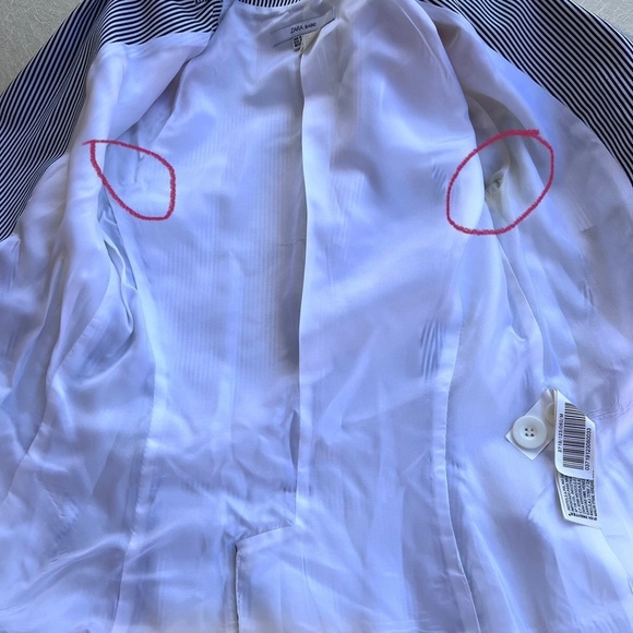 Zara Striped Blazer - Blue and White Women Size Medium - Picture 8 of 8